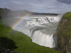 
On the river Hvita, Gullfoss is Iceland’s most famous waterfall, tumbling in a pair of broad cataracts, the first 10m in full view, then the river bends a sharp 90 degrees and falls a further 20m into the gorge’s spray-filled shadow.
